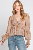 Floral Print Chiffon Long Sleeve Blouse