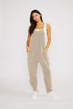 Wave Ribbed Sleeveless Jumpsuit with Pockets