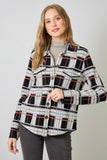 Check Patterned Sweater Jacket