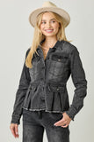Washed Denim Peplum Jacket