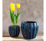 Blue Line Pattern Planters
