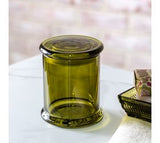 Olive Green Glass Qtip Holder