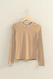 Striped Crew Neck Fitted Long Sleeve Top