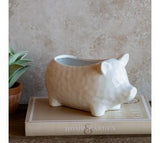 10.24" White Pig Planter