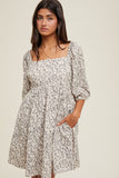 Floral Square Neck Mini Dress