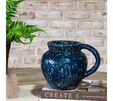 8.6 X 6.5" Blue Textured Pitcher Vase