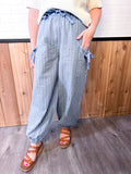 Bow Detail Stripe Woven Pants