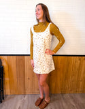 Floral Front Seam Sleeveless Denim Mini Dress