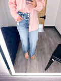 Tummy Control High Rise Cropped Wide Leg Jeans