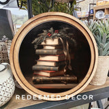 8" Round Christmas Books Art