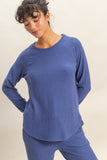 Brushed Waffle Raglan Long Sleeve Top