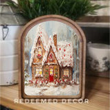 Arch Top Gingerbread Cottage Framed Art