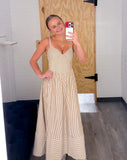 Stripe Spaghetti Strap Midi Dress