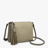 Sabrina Two Tone Crossbody – 3 Compartment Bag | Suede Olive