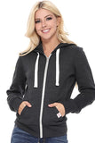 Solid Fleece Zip-up Hoodie Jackets With Pockets