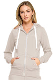 Solid Fleece Zip-up Hoodie Jackets With Pockets
