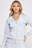 Solid Fleece Zip-up Hoodie Jackets With Pockets