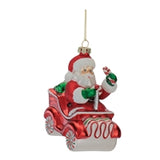 Santa In Sleigh Ornament 4.5"L X 2.25"H Glass