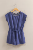 Cap Sleeve Drawstring Waist Romper