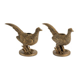 Pheasant Candle Holders (set Of 2) 6.5l X 4.5h, 7.5l X 5.5h Resin