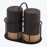 Ceramic Salt & Pepper Shaker with Metal Holder