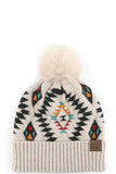 Aztec Hat With Faux Fur Pom