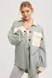 Colorblock French Terry Shacket