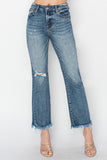 High Rise Crop Bootcut Frayed Jeans