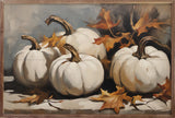 Four White Pumpkins With Leaves Frame