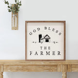 God Bless The Farmer Barn White - 16x16