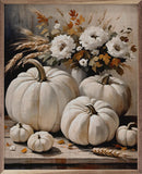 White Pumpkins On Table Frame