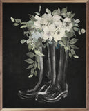 Boots With Flowers Black