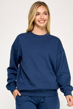 Fleece Relaxed Fit Oversized Crew Neck Sweatshirt