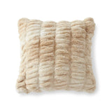 18 Inch Cream & Tan Ribbed Faux Fur Pillow