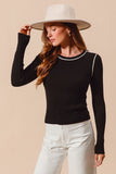 Ribbed Sweater Essential Top With Outline Detail