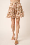 Flower Print Ruffle Detail Mini Skirt