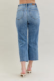 High Waist With Distress Crop Wide Leg Jeans