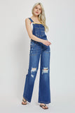 Wide Leg-front Patch Pocket Overalls