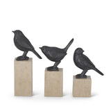Resin Faux Cast IronBirds on Wood Block Pedestals