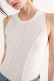 Soft Rib Crew Neck Front Exposed Seam Bodysuit
