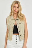Distressed Crop Vest