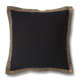 20 Inch Square Black Cotton Jute Flange Pillow
