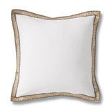 20 Inch Square White Cotton Jute Flange Pillow