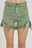 High Rise Side Stem Hem Shorts