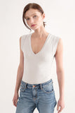 Layered Cap Sleeve V-neck Bodysuit