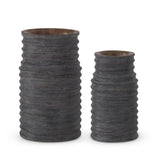 Gray Wood Ribbed Vases