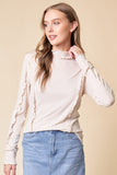 Lettuce Hem Mock Neck Rib Knit Top