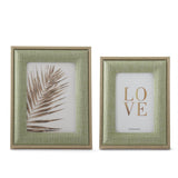 Light Green Woven Linen W/gold Metal Trim Photo Frames