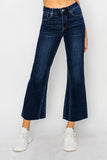 Mid Rise Crop Flare Leg Seam Detailed Jeans