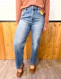 High Rise Crop Boyfriend Tapered Jeans -Stretchy
